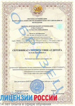 Образец сертификата соответствия аудитора №ST.RU.EXP.00006191-3 Николаевск-на-Амуре Сертификат ISO 50001